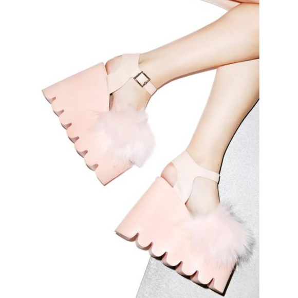 fluffy platform sandals
